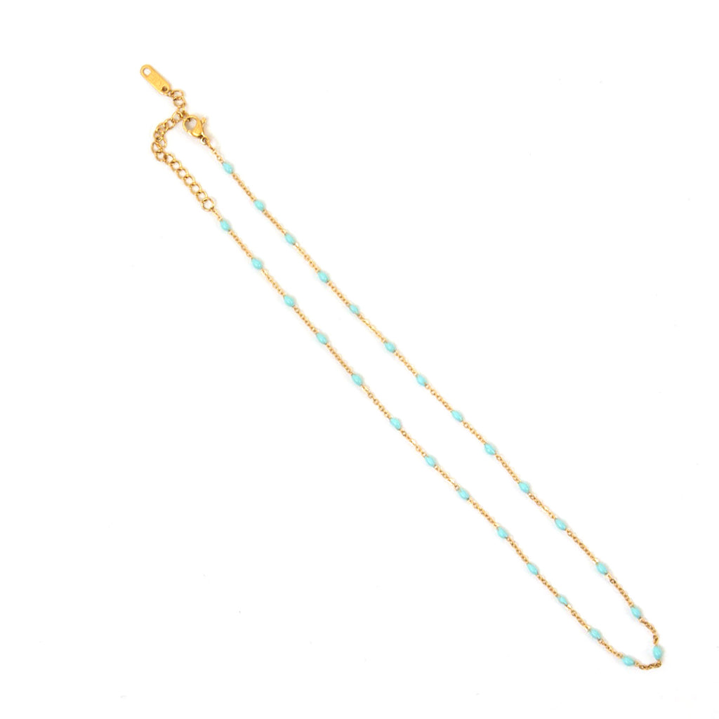 Blue Emerald Beaded Necklace
