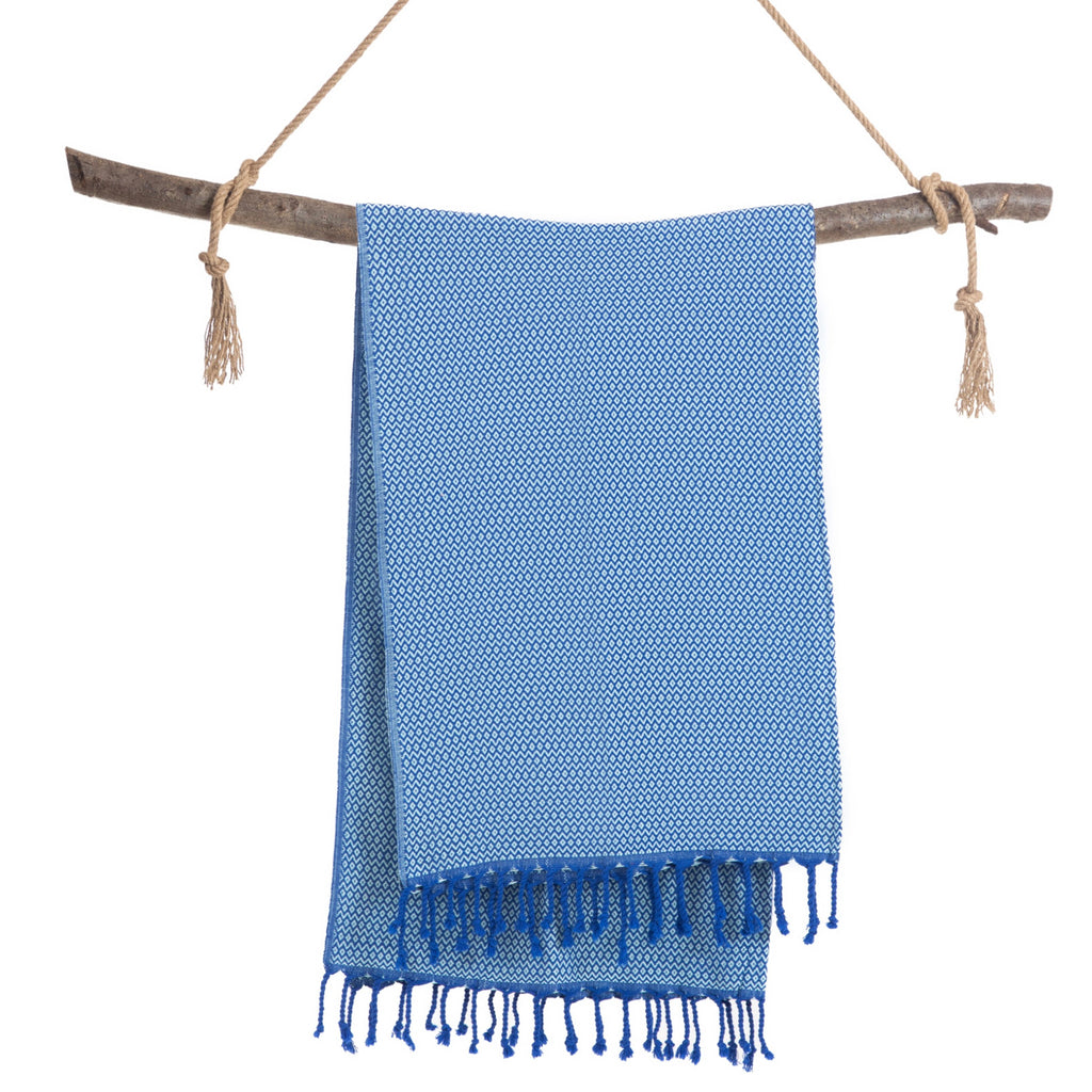 Turkish Cotton Bath Towel / Blue & Mint