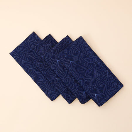 Dark Blue Nouveau Napkin Set 4pc