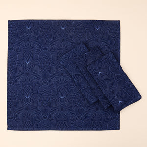 Dark Blue Nouveau Napkin Set 4pc