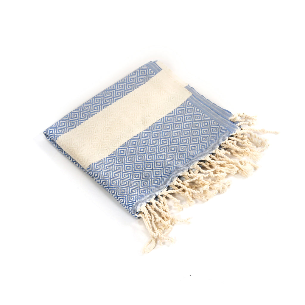 Kalkedon Turkish Cotton Hand Towel / Blue & Natural