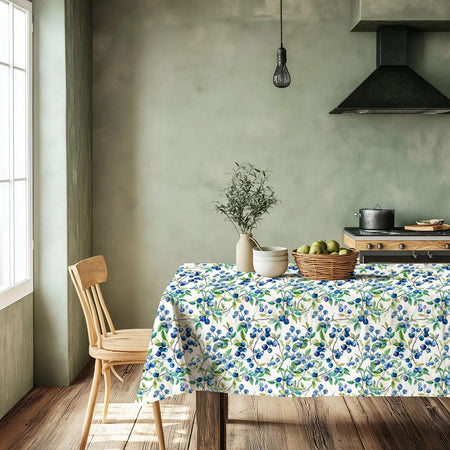 Blueberries Linen Tablecloth