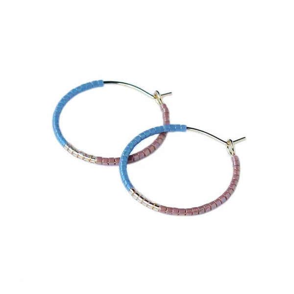 Color Field Hoop Earrings / Small Denim
