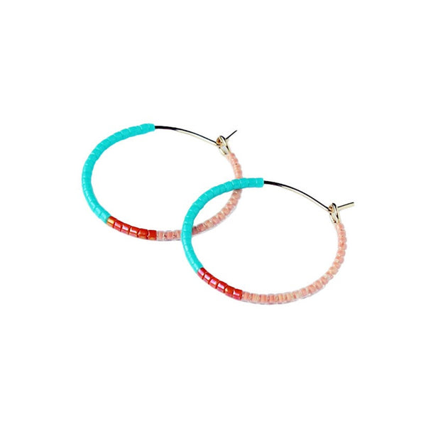 Color Field Hoop Earrings / Small Turquoise