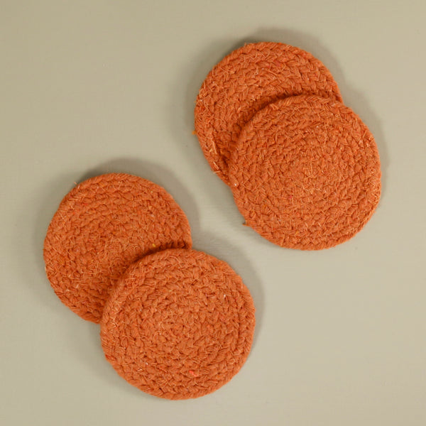 Braided Cotton Coasters / Set of 4 / Melon