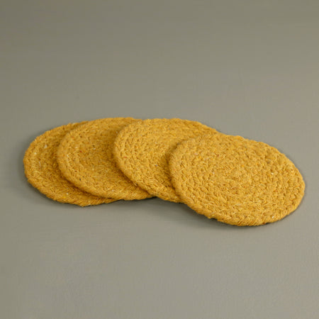 Braided Cotton Coasters / Set of 4 / Yellow