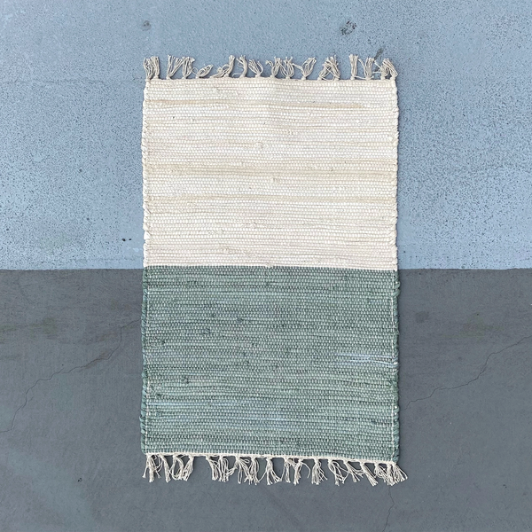 Cotton Colorblock Rug / Stone Blue