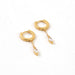 CZ Chain Huggie Earrings / White