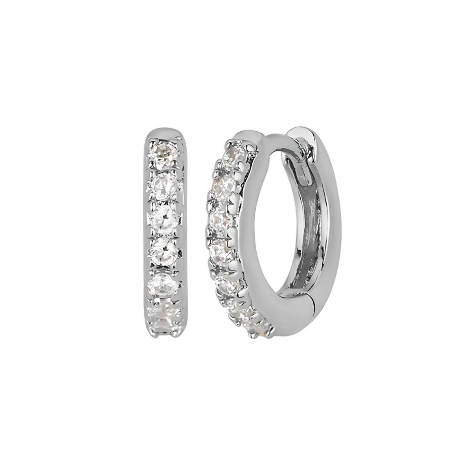 CZ Sterling Silver Huggie Hoop Earrings