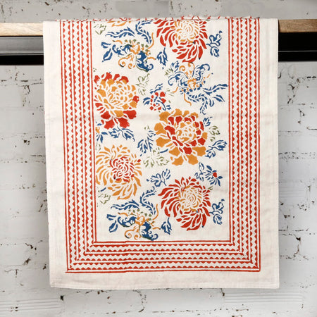 Canton Flower Block Print Runner / 13" x 60"