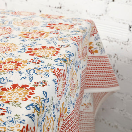 Canton Flower Block Print Tablecloth