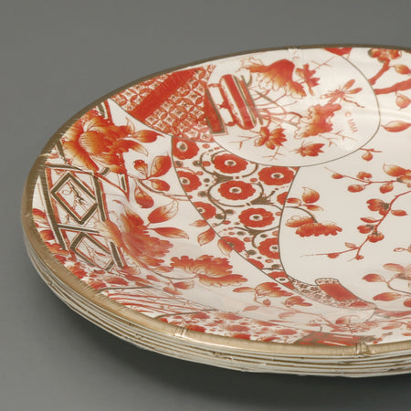 Caspari Paper Salad & Dessert Plates / Gilded Porcelain Coral