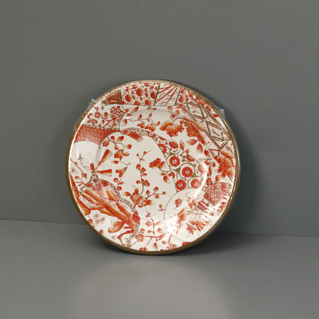 Caspari Paper Salad & Dessert Plates / Gilded Porcelain Coral