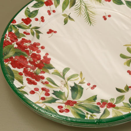 Caspari Paper Dinner Plates / Holly Chintz
