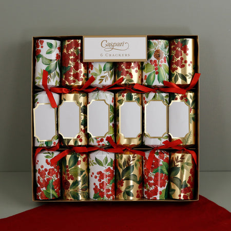 Caspari Holly Chintz Christmas Crackers