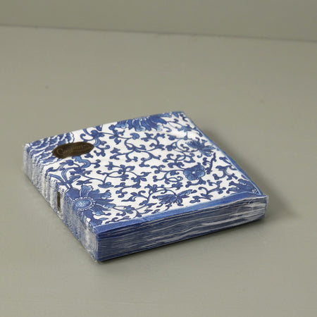 Caspari Paper Cocktail Napkins / Indigo Garden