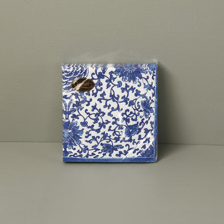Caspari Paper Cocktail Napkins / Indigo Garden
