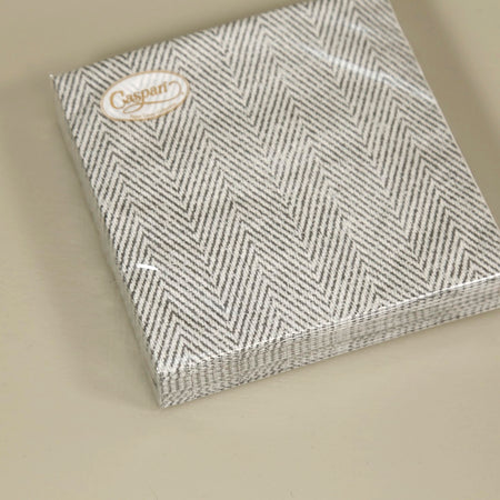 Caspari Paper Cocktail Napkins / Jute Charcoal