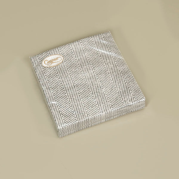 Caspari Paper Cocktail Napkins / Jute Charcoal