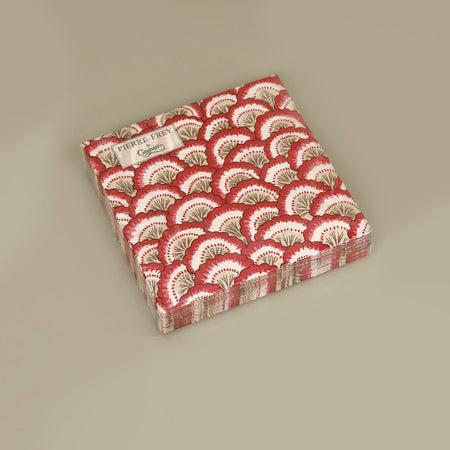 Caspari Paper Cocktail Napkins / Pontchartrain Scallop Red