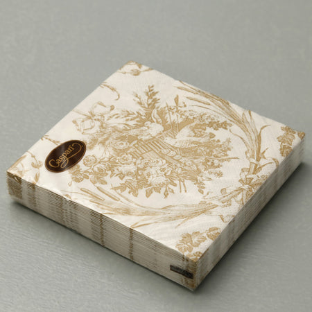 Caspari Paper Cocktail Napkins / Romantic Toile Gold