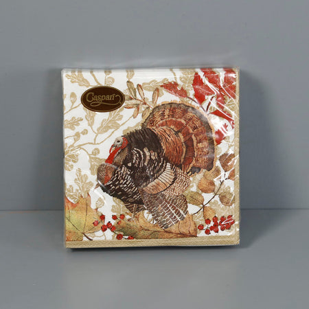 Caspari Paper Cocktail Napkins / Woodland Turkey