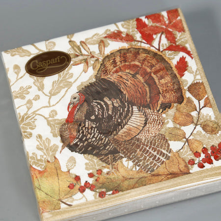 Caspari Paper Cocktail Napkins / Woodland Turkey