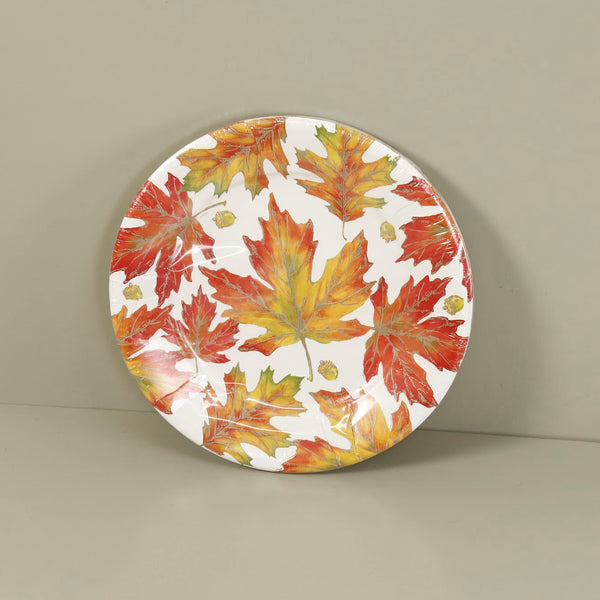 Caspari Paper Dinner Plates / Autumn Hues White