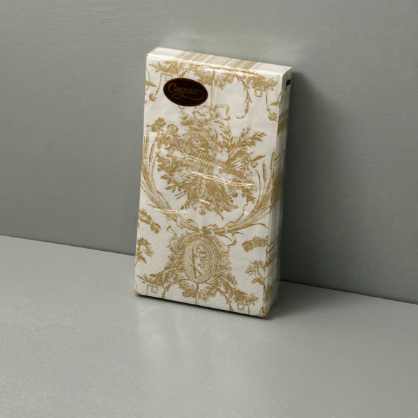 Caspari Paper Guest Napkins / Romantic Toile Gold