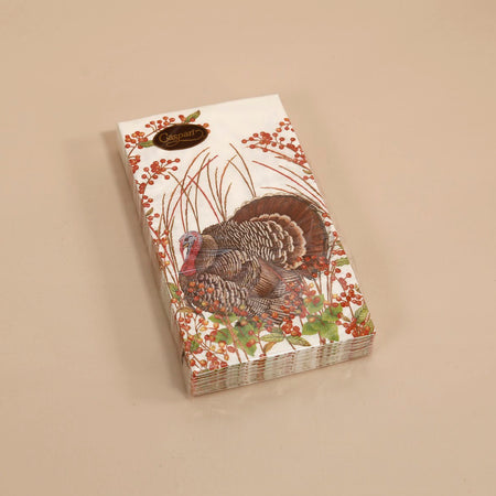 Caspari Paper Guest Napkins / Turkey and Berries