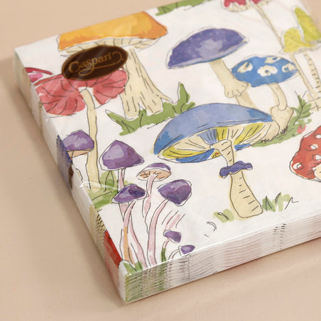 Caspari Paper Luncheon Napkins / Woodland Mushrooms