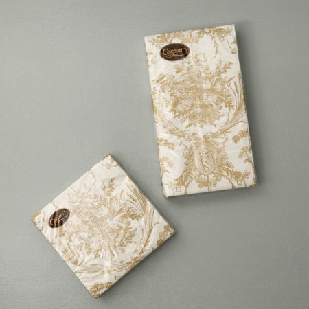 Caspari Paper Cocktail Napkins / Romantic Toile Gold