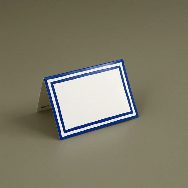 Caspari Paper Place Cards / Blue Foil Stripe Border