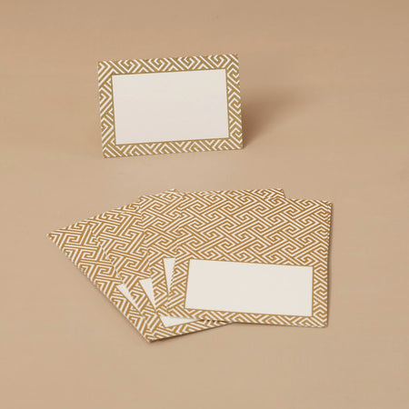 Caspari Paper Place Cards / Gold Fretwork Foil
