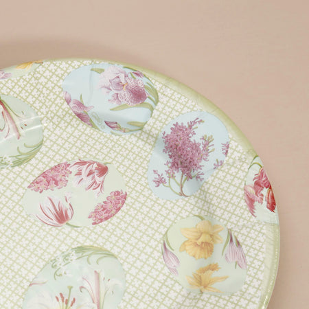 Caspari Paper Salad & Dessert Plates / Floral Decorated Eggs