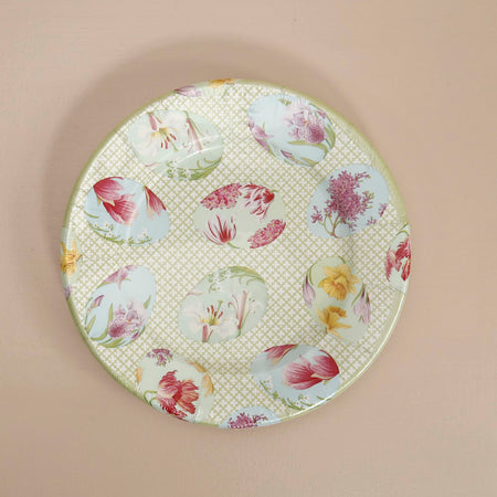 Caspari Paper Salad & Dessert Plates / Floral Decorated Eggs