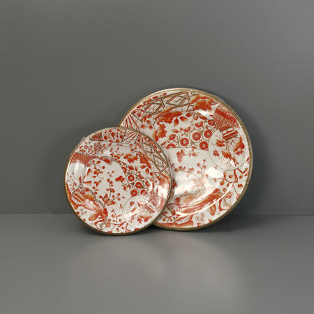 Caspari Paper Salad & Dessert Plates / Gilded Porcelain Coral