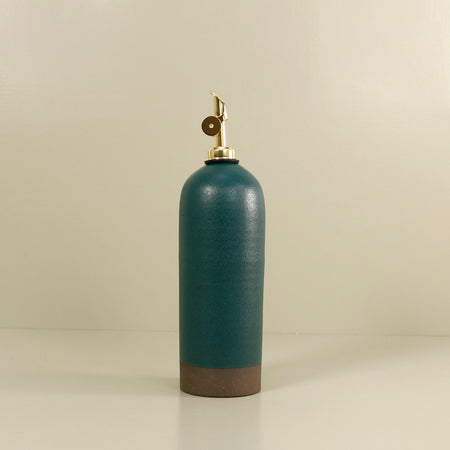 Rose Line Olive Oil Ceramic Bottle / Forest Teal