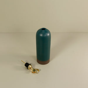 Rose Line Olive Oil Ceramic Bottle / Forest Teal