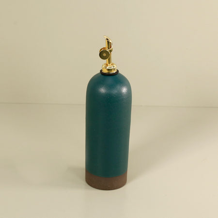 Rose Line Olive Oil Ceramic Bottle / Forest Teal