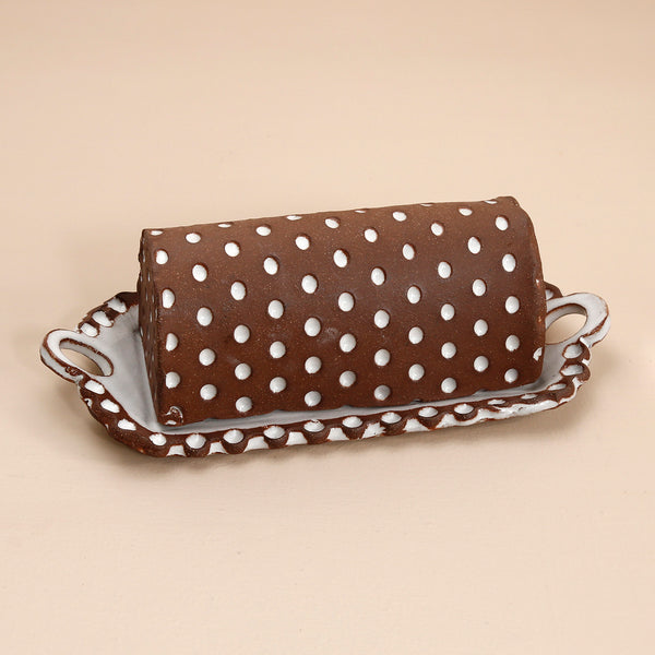Clay Dots Butter Dish w/ Handles