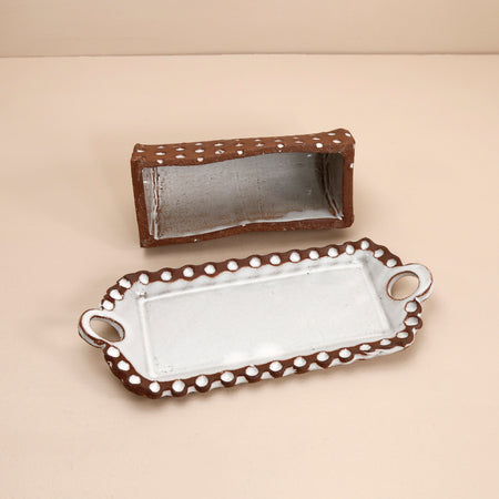 Clay Dots Butter Dish w/ Handles