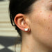 Geometric Gold Stud Earring / Crystal Quartz Moon