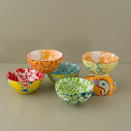 Damask Floral Porcelain Bowls / Set of 6