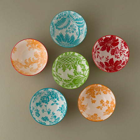 Damask Floral Porcelain Bowls / Set of 6