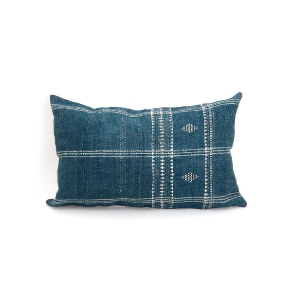 Diya Indian Wool Lumbar Pillow / Blue