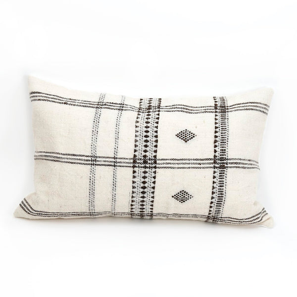 Diya Indian Wool Lumbar Pillow / Ivory