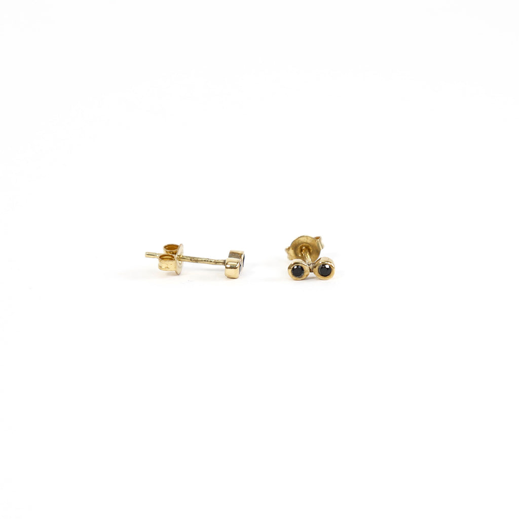 Double Onyx Brass Studs