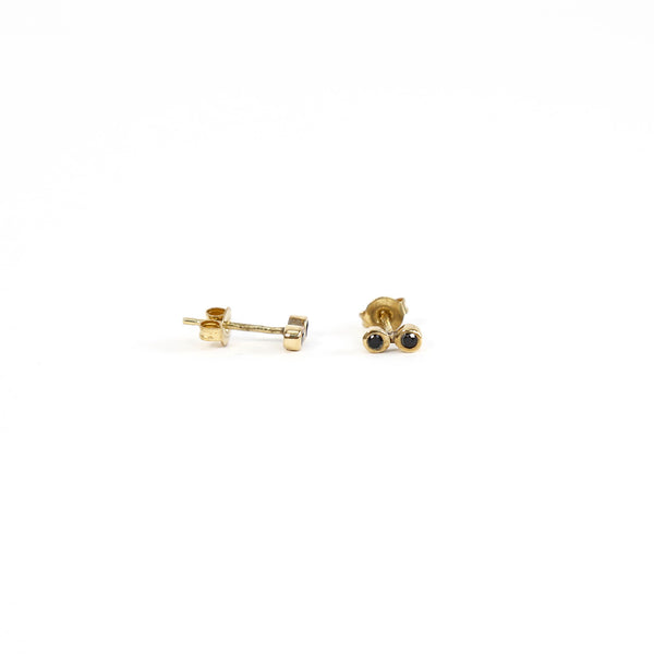 Double Onyx Brass Studs