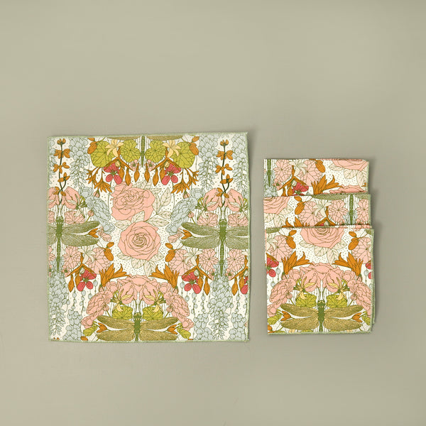 Dragonfly Garden 4pc Cotton Cocktail Napkins